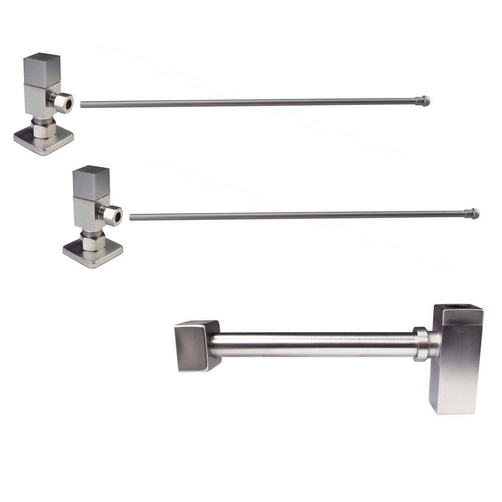Satin Nickel Lavatory Supply Kit with Valves & Risers H95491