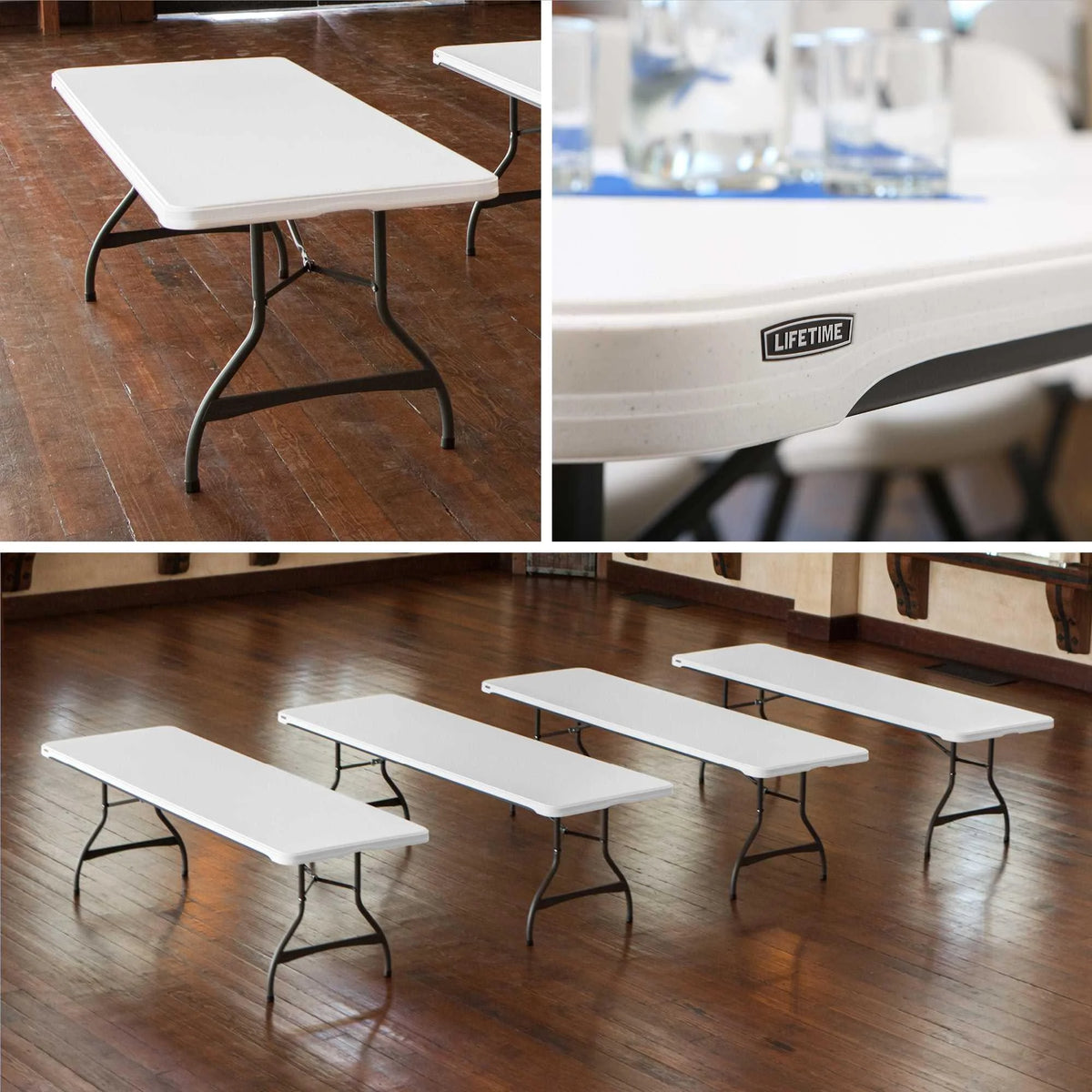 White Granite 8 Foot Rectangle Folding Table S259347