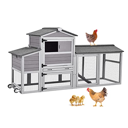 80in Wooden Chicken Coop with Wheels Y714
