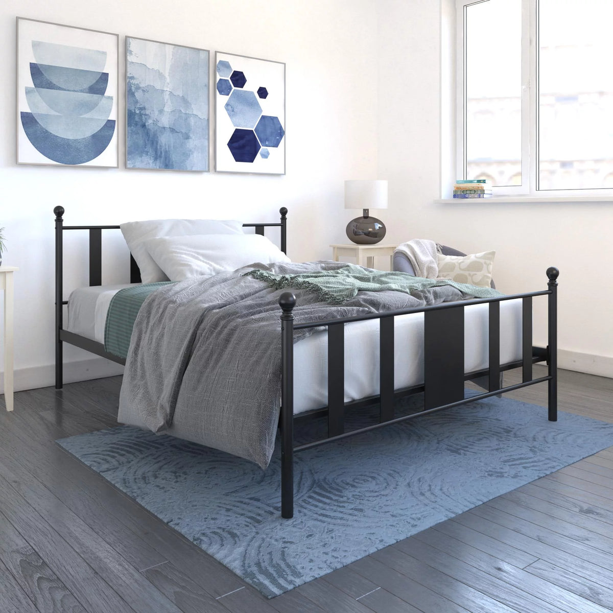 Queen Black Metal Platform Bed N4514