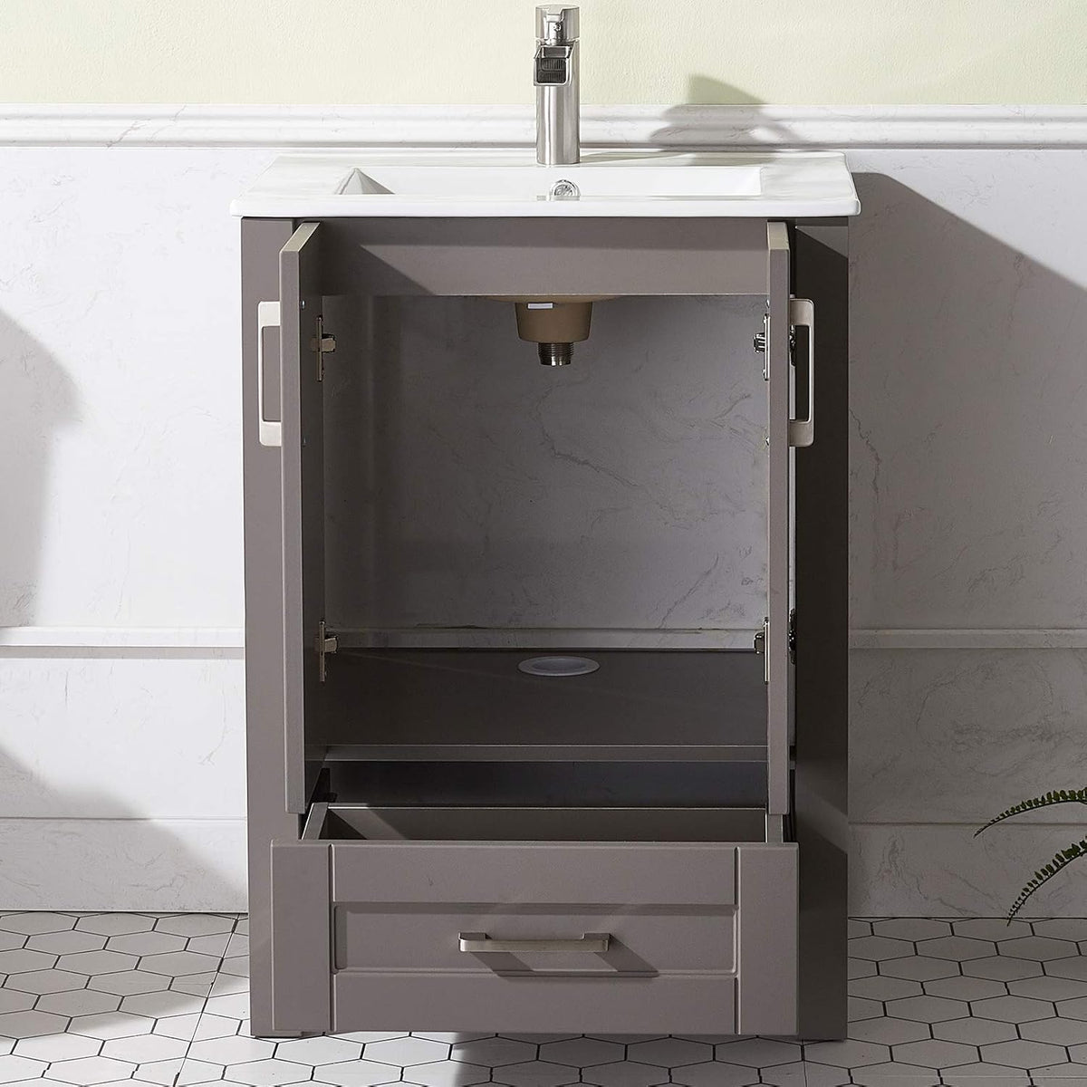 Grey 24 Inch Bathroom Vanity with Sink Q782683
