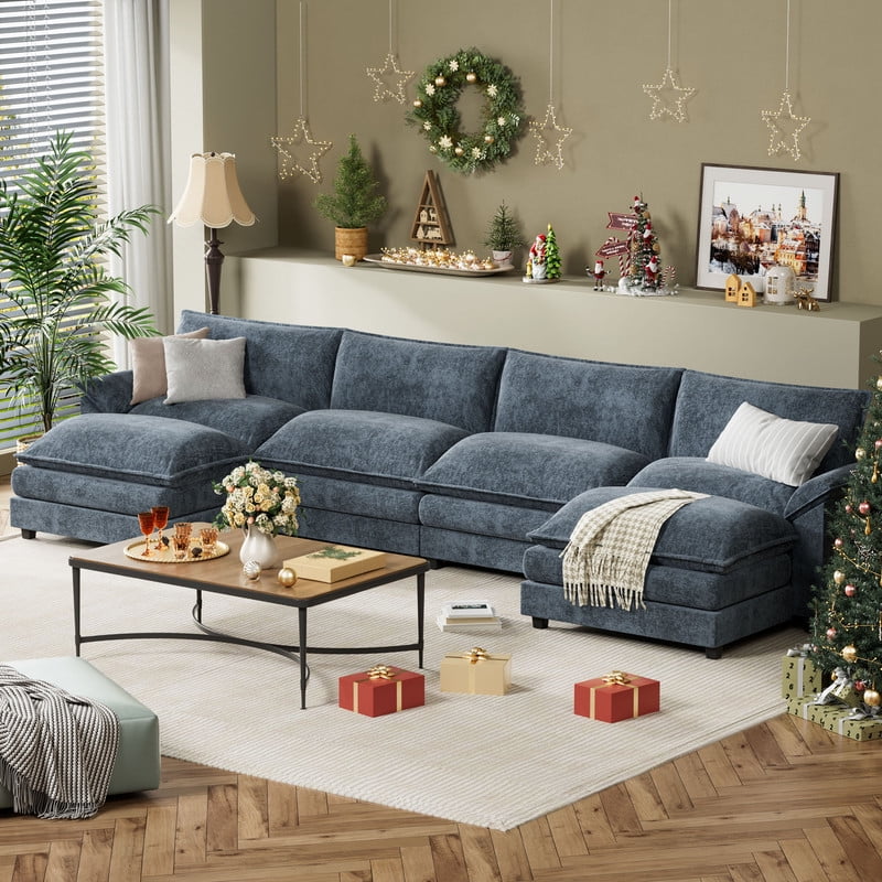 3 Seats L-Shaped Sectional Sofa with Movable Ottoman Z26519