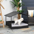 Wicker Elevated Dog House with Removable Cushion H7218