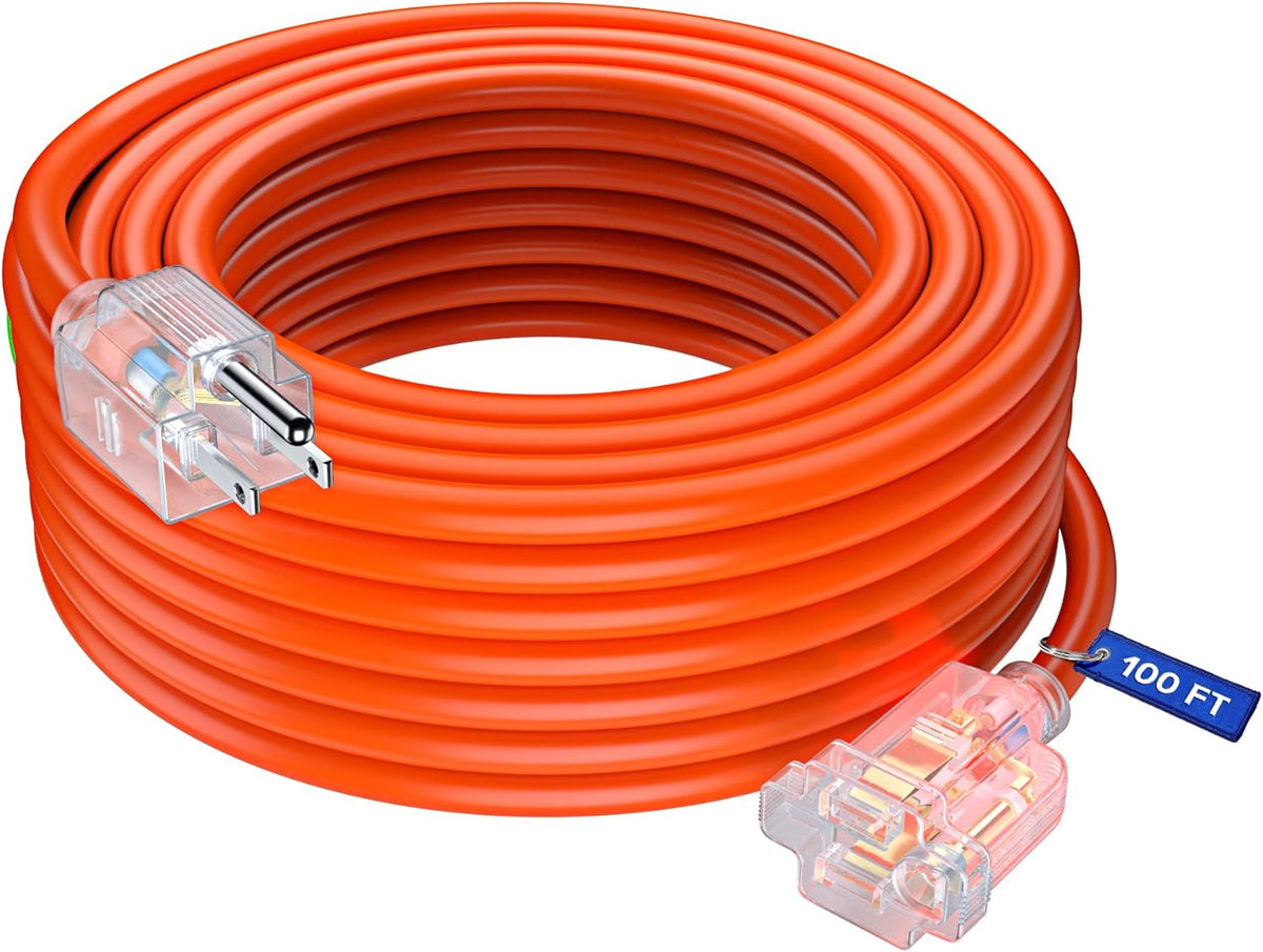 Orange 100 Feet 14 Gauge Heavy Duty Outdoor Extension Cord T4111