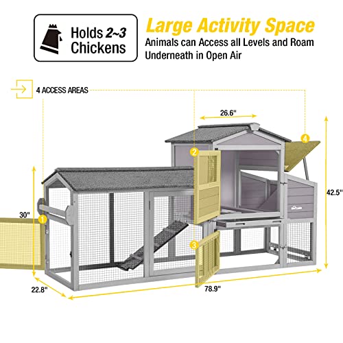 80in Wooden Chicken Coop with Wheels Y714