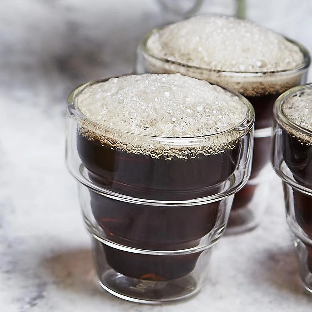 Clear Stackable Glass Espresso Mugs Set of 4 I14096
