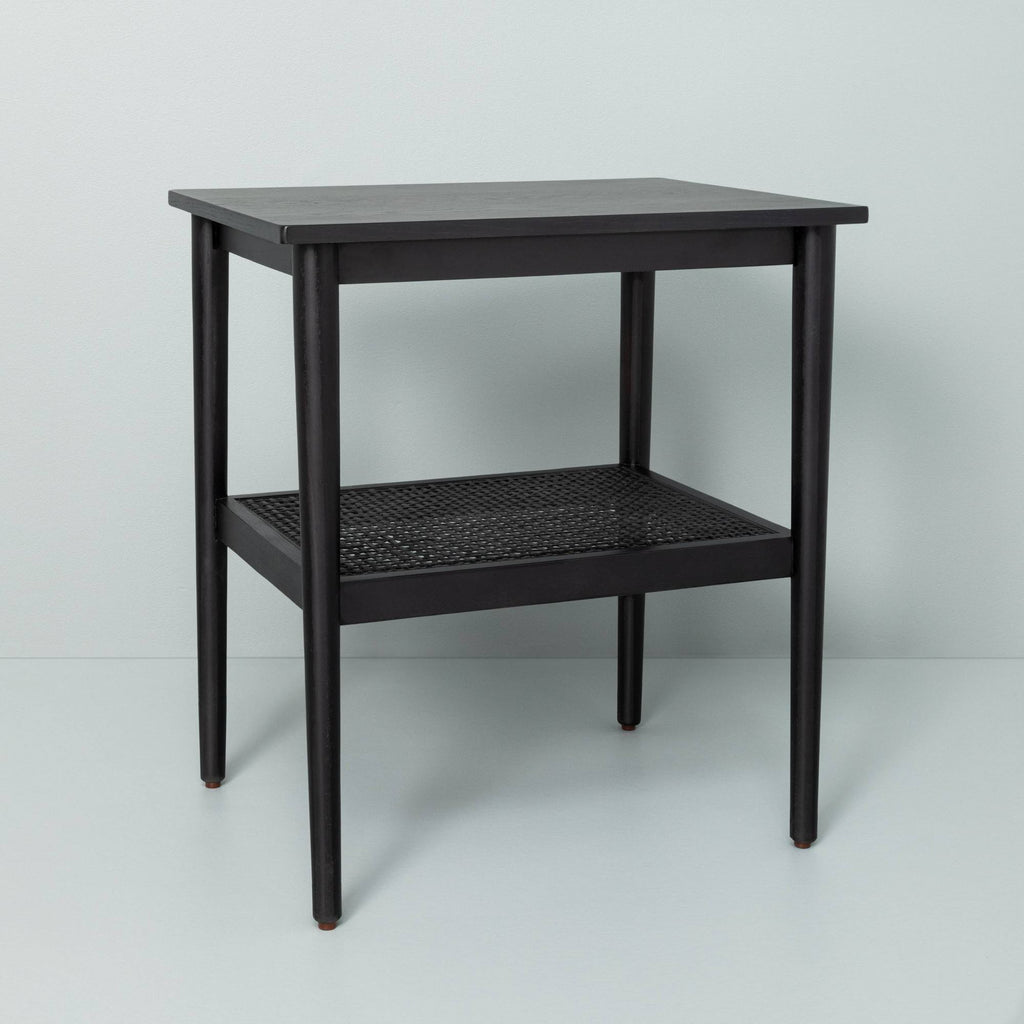 Black Wood & Cane Accent Table S91729
