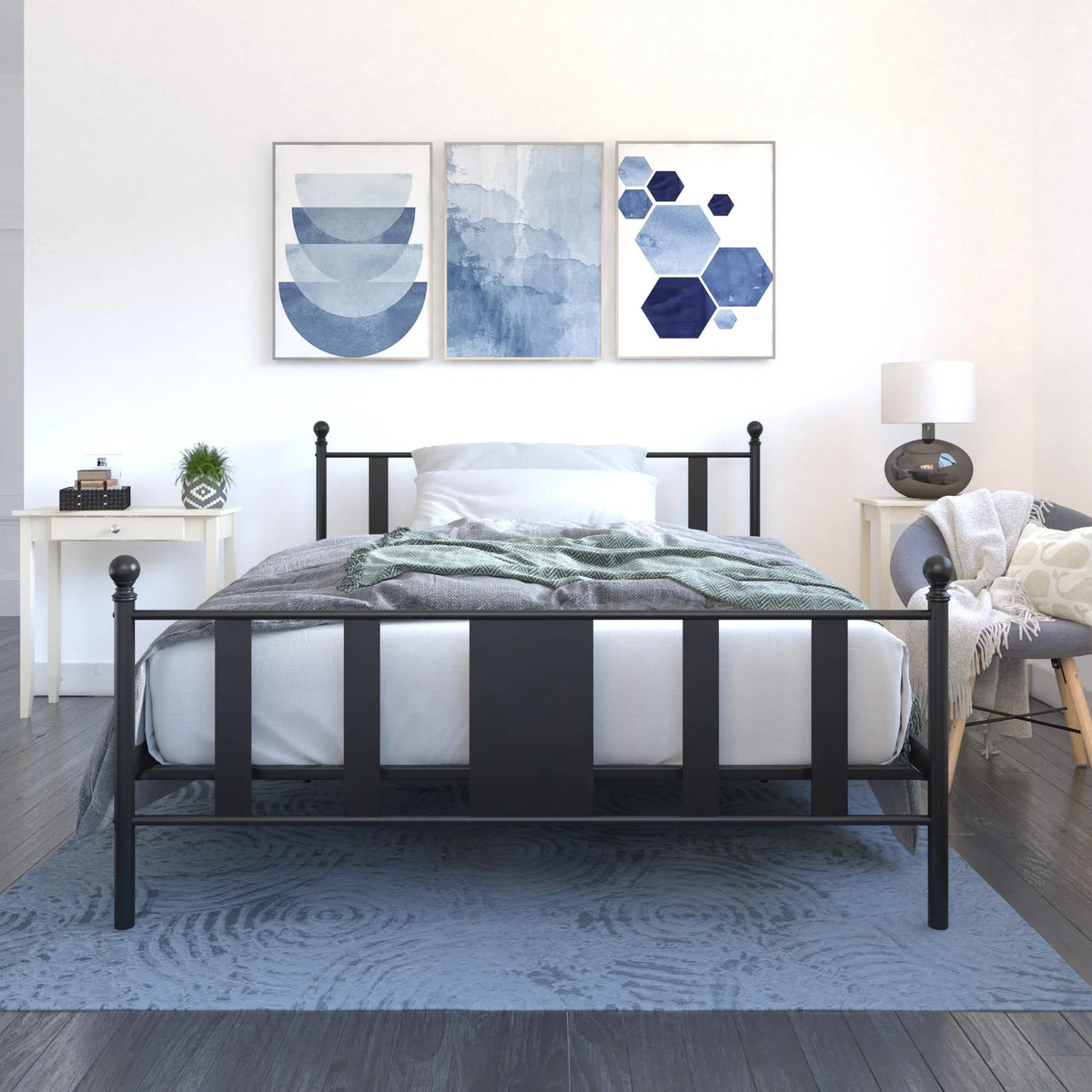 Queen Black Metal Platform Bed N4514