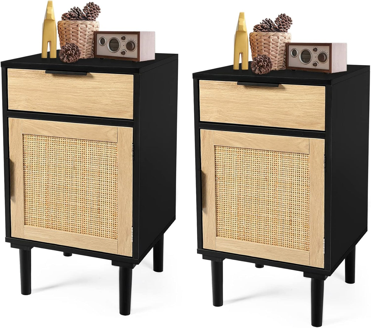 Set of 2 Wooden Nightstands with Drawer and Shelf S71624