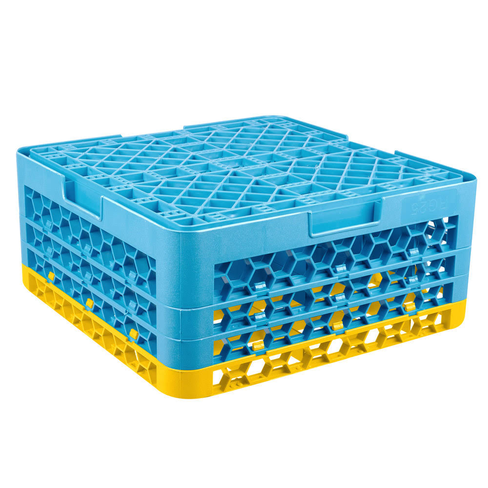 25 Compartment Yellow Glass Rack with 3 Extenders V460943