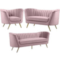 3-Piece Set with Accent Chair Loveseat and Sofa in Pink and Gold Q8132