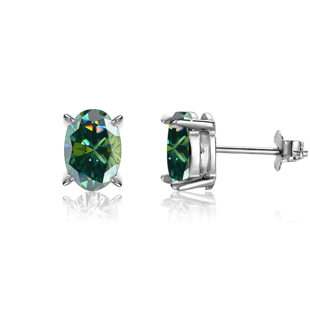 Oval Cut Moissanite Stud Earrings, 925 Sterling Silver, D Color VVS1 Clarity, 2ct K16493