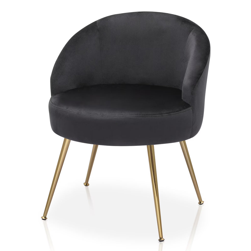 Black Velvet Accent Chair with Golden Metal Legs H9572