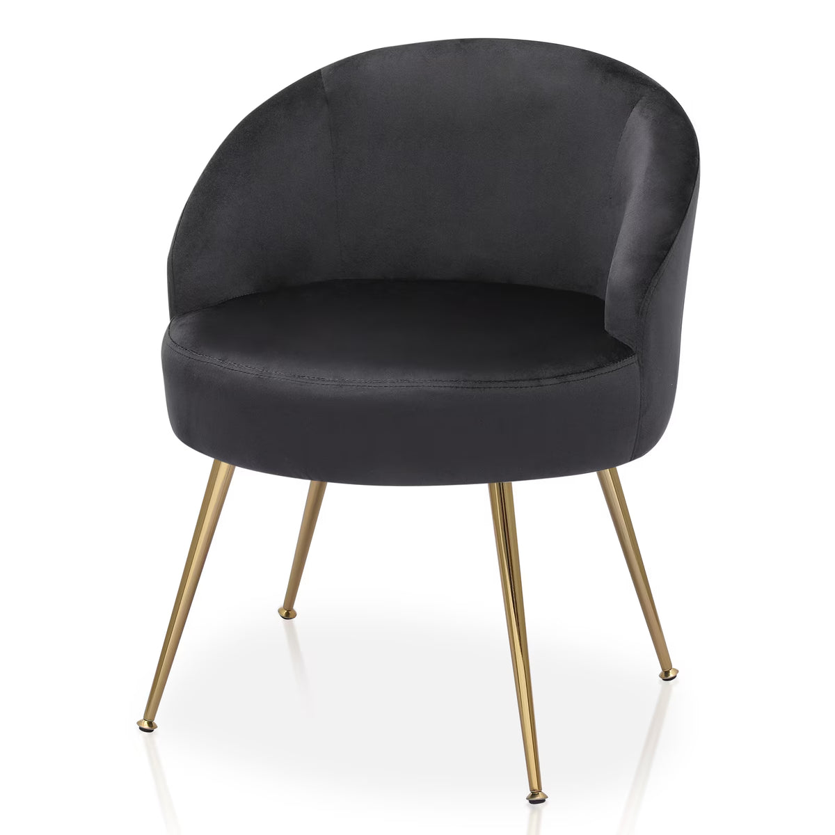 Black Velvet Accent Chair with Golden Metal Legs H9572