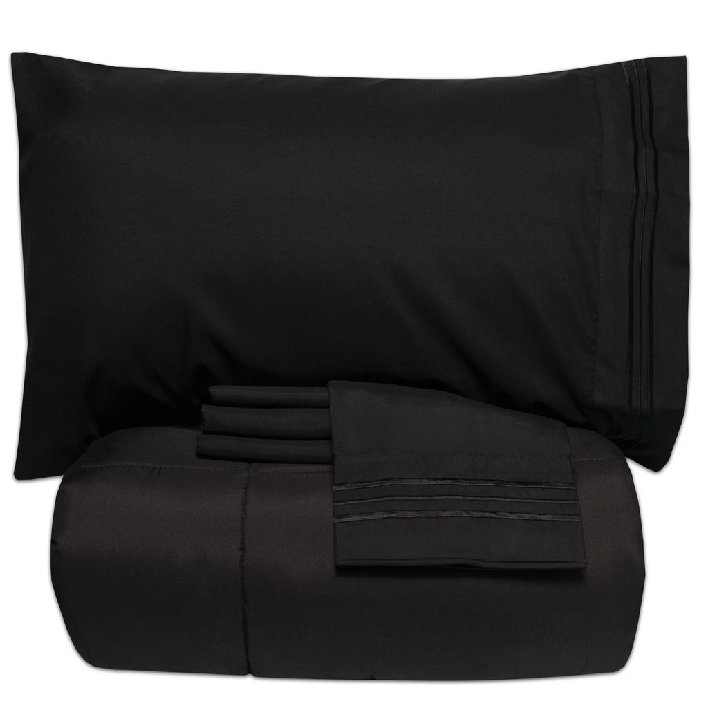 Black 5 Piece Bed in a Bag Comforter Set King Z59747