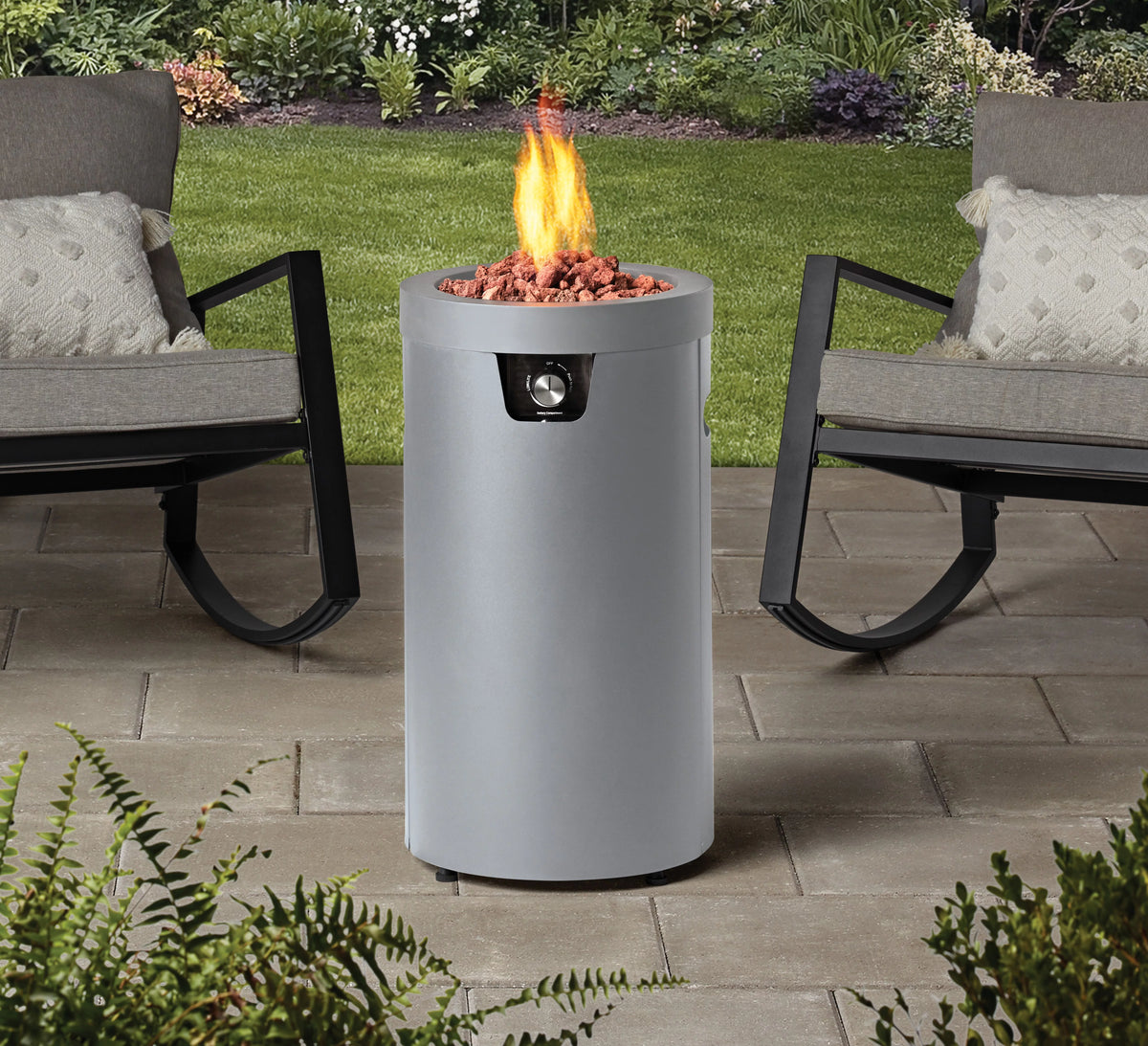 28-inch Tall Propane Gas Outdoor Fire Pit, Matte Black T642574