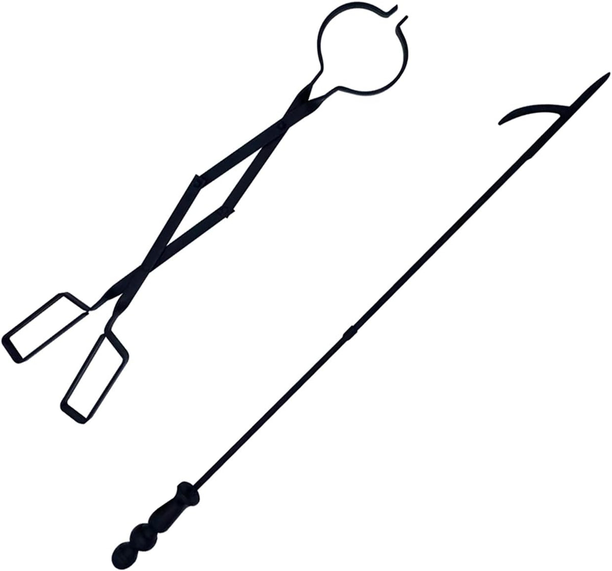 32 Inch Fireplace Fire Pit Poker Stick and 25 Inch Firewood Tongs, Black Finish Q234