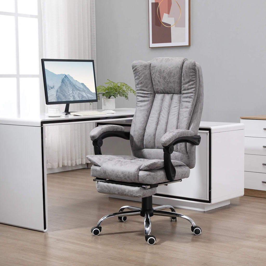 Gray Microfiber High Back Office Chair with Massage and Footrest F575