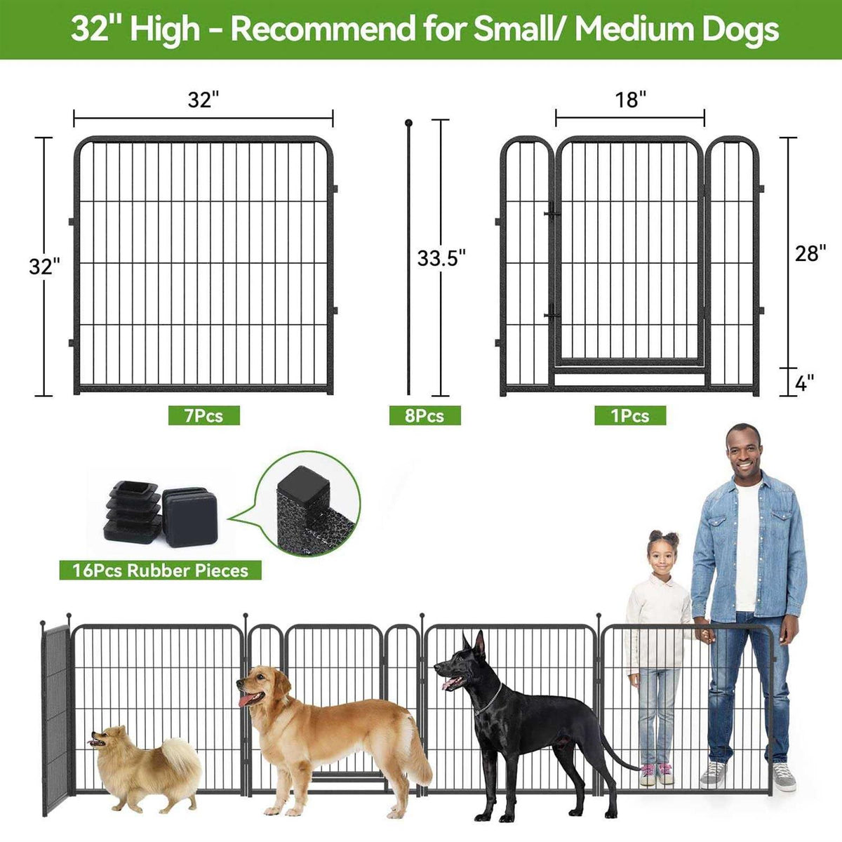 Heavy Duty Anti-Rust Dog Playpen with Doors S989930
