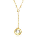 14K Gold Two-Tone Yellow White Round Heart Medallion Paperclip Necklace 18" M853743