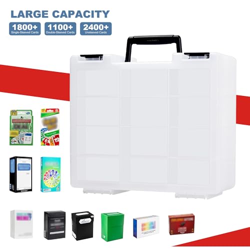 Clear Trading Card Storage Box for 3200+ Double Sided Card Deck Case T408155
