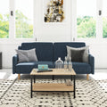 Navy Faux Linen Upholstered Split Back Sofa Futon F715