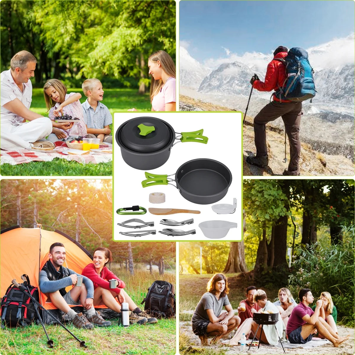 15 Pcs Non Stick Camping Cookware Set C60138