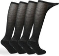 4 Pack Men’s Extra Wide Non-Binding Over The Knee Socks with Cushioned Sole J951629