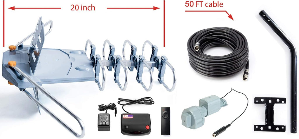 Outdoor TV Antenna with Mounting Pole and 50FT Coax Cable I79217