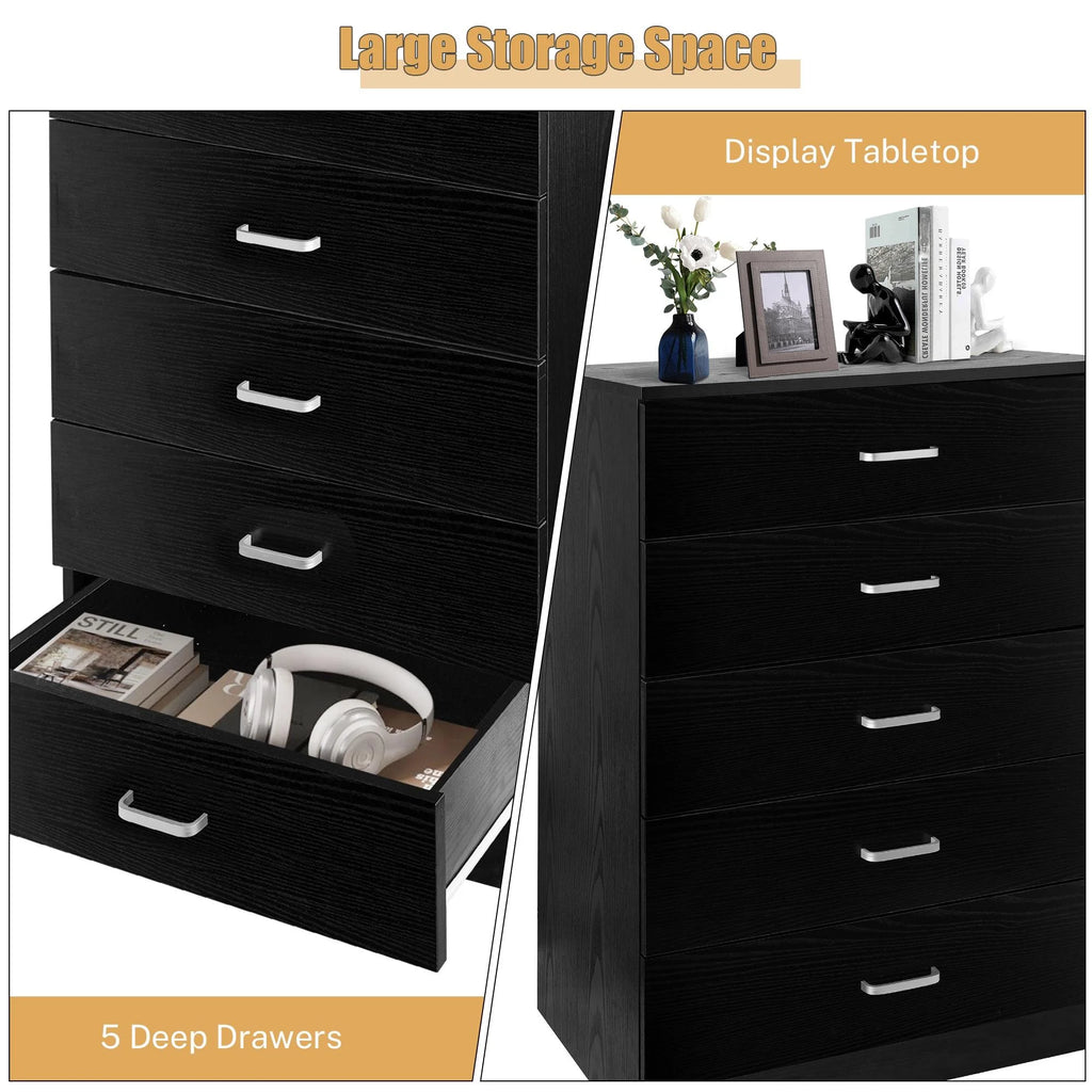 Black 5 Drawer Dresser V87286