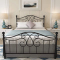 Black Full Size Metal Bed Frame with Steel Slat Support U9989