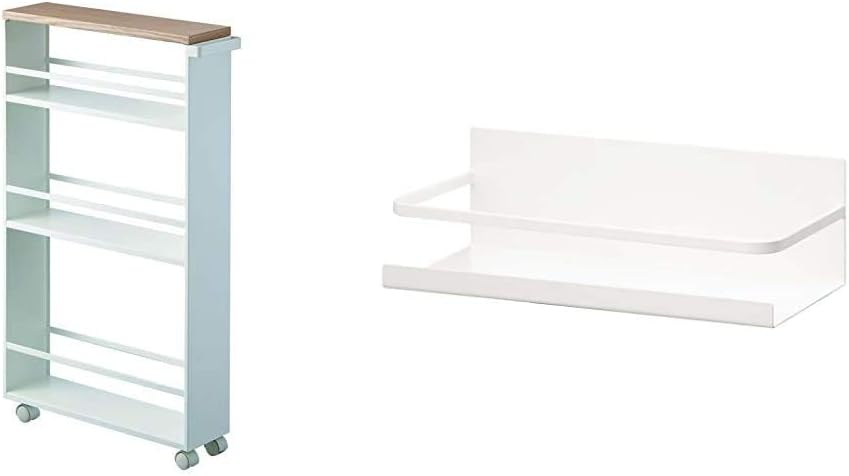 White Slim Rolling Storage Cart With Handle C225