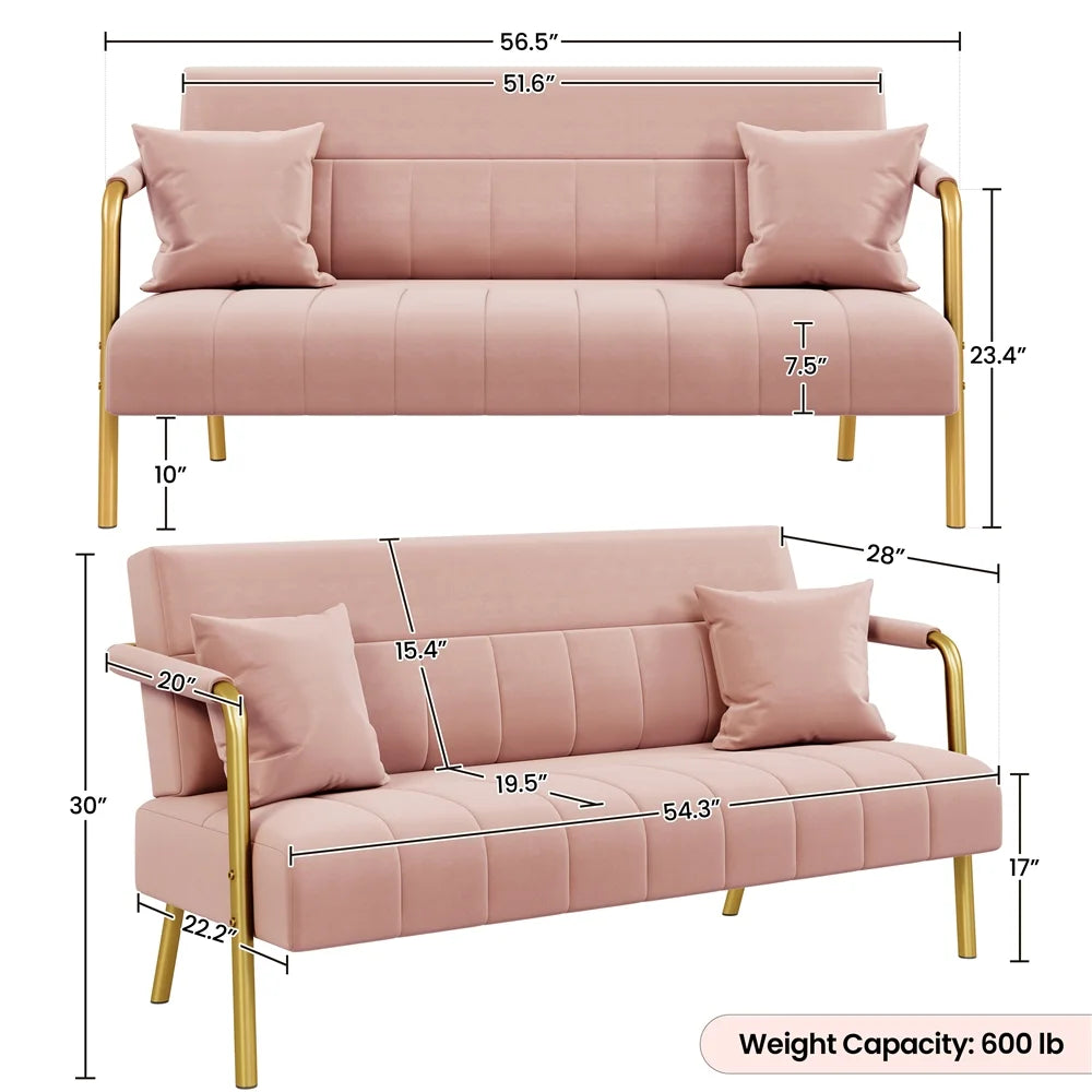 Light Gray Upholstered Sofa Couch with 2 Pillows G7832