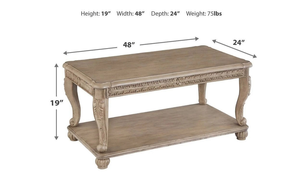 Light Brown Rectangular Cocktail Table J714572