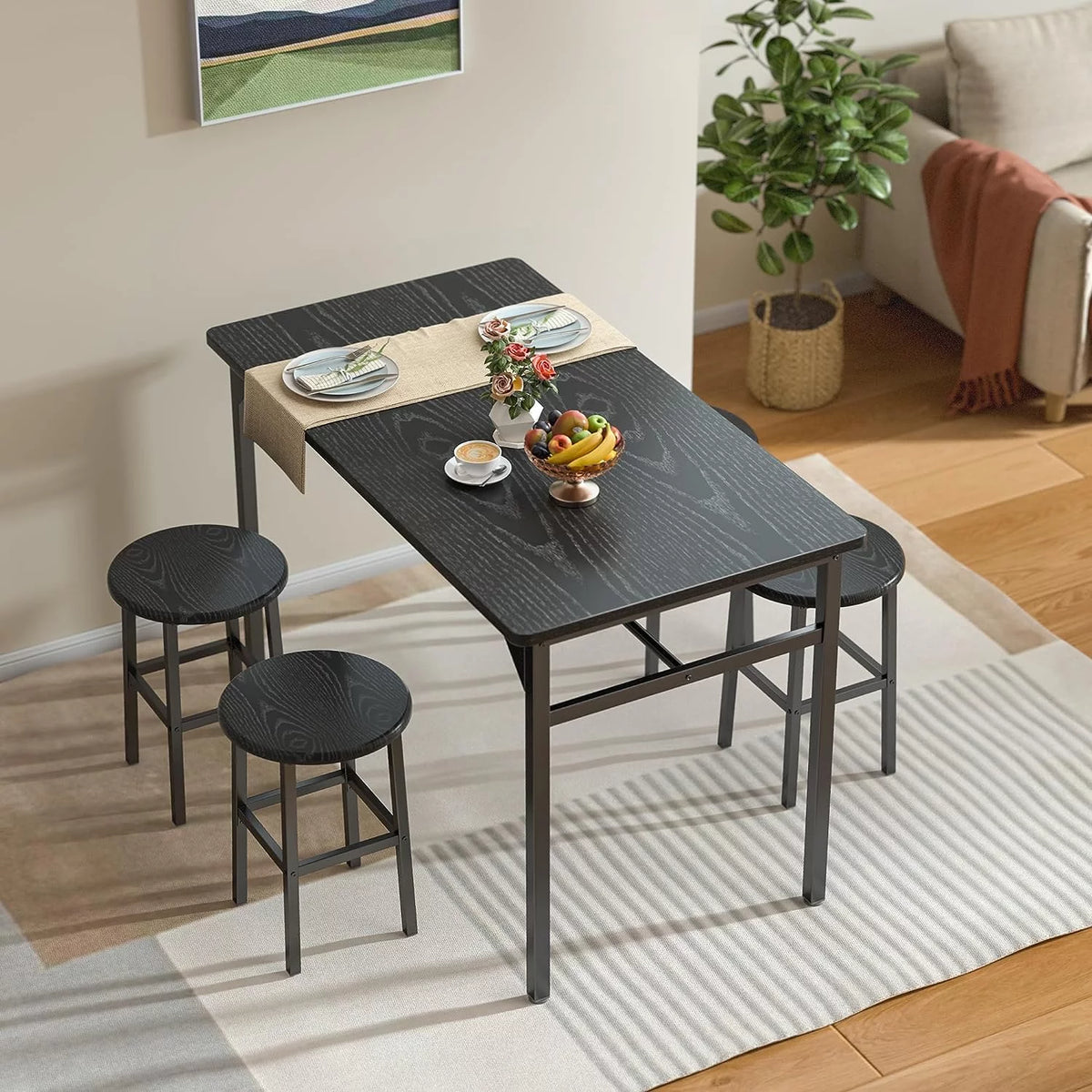 Black Dining Table Set for 4 Q881100
