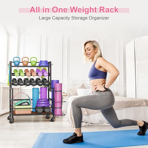 Adjustable Dumbbell Rack with Wheels and Hooks G45130