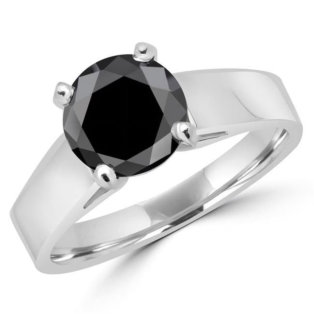 14K White Gold Black Diamond Engagement Ring C483589