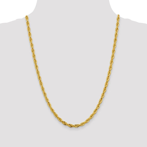 14kt Yellow Gold 4.75mm Rope Chain 24 inch Lobster Clasp E545