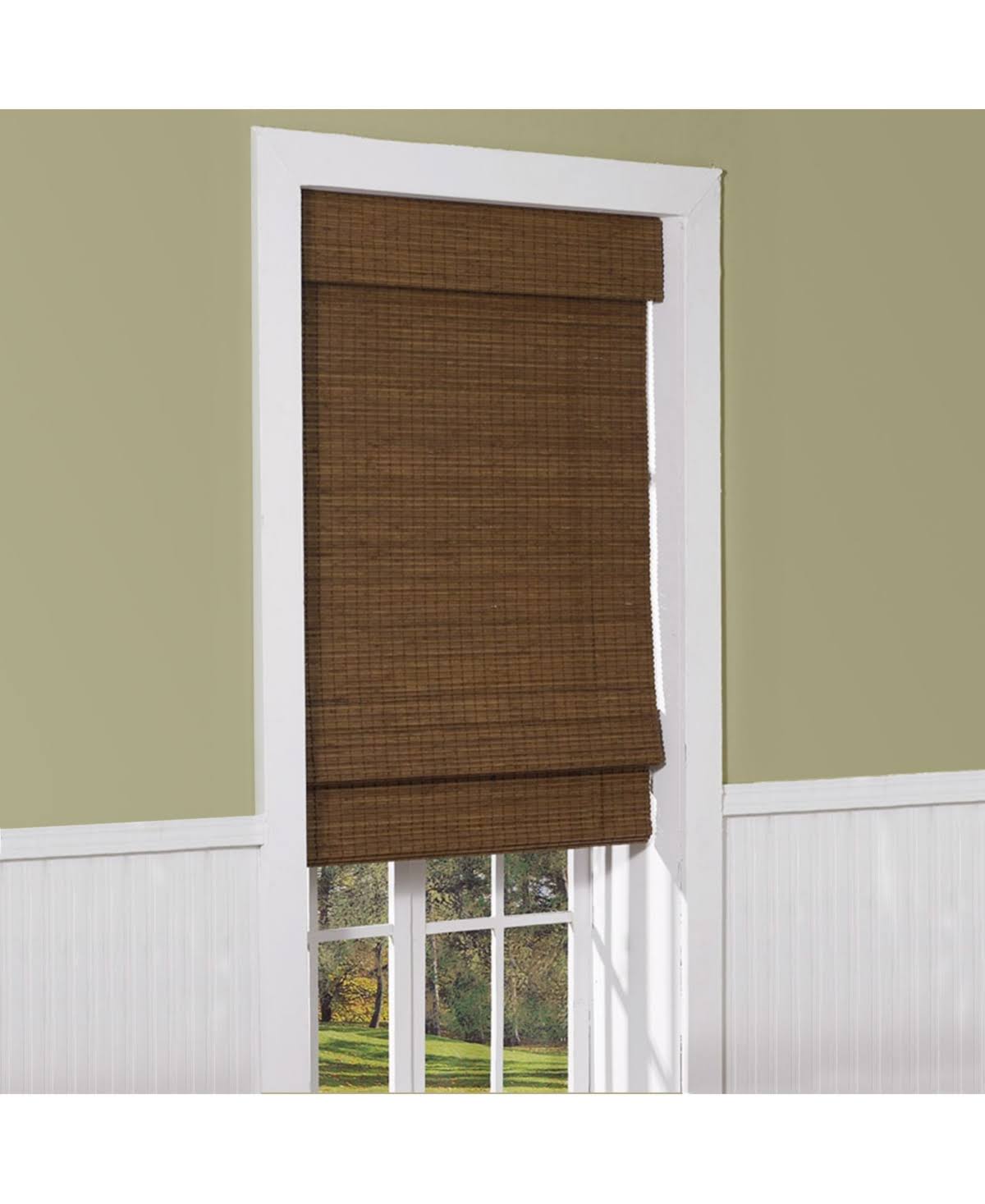 Cordless Maple Bamboo Roman Shade with Valance 35 in. W x 64 in. L M473732