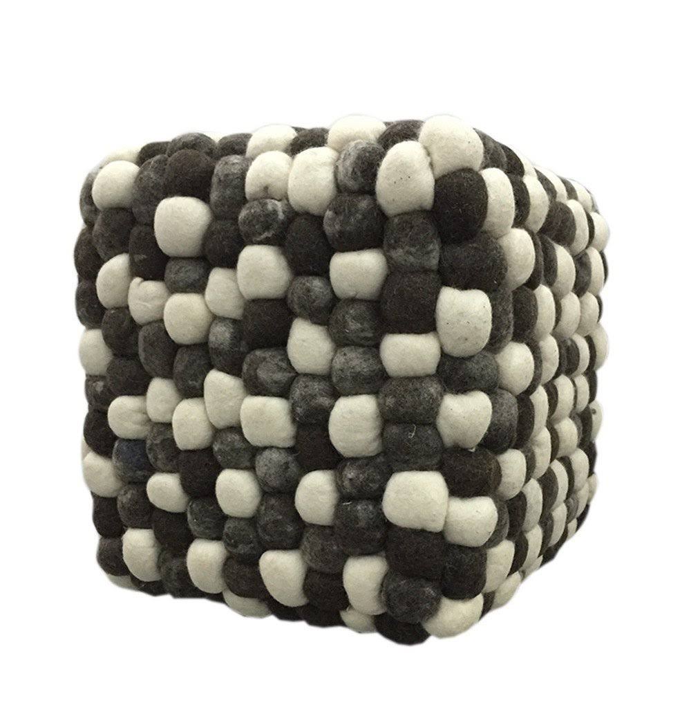 Grey Dark Handmade Woolen Pouf Z3423