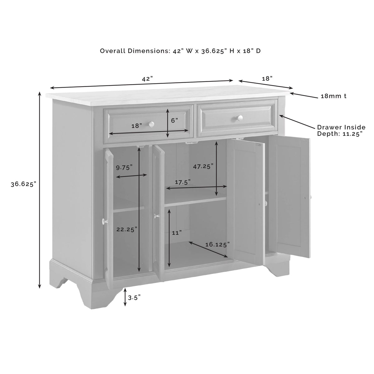 Gray Wood Kitchen Island Q350114