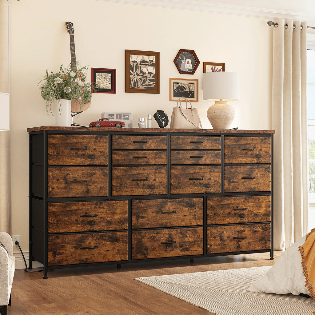 White 16 Drawer Dresser with Power Outlet O569549