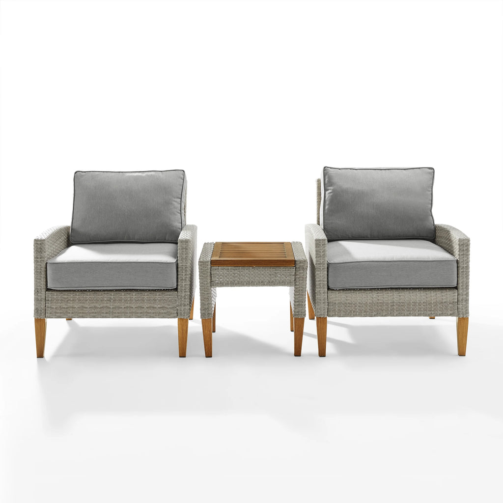 Gray Wicker Rattan Outdoor Chair Set J601374