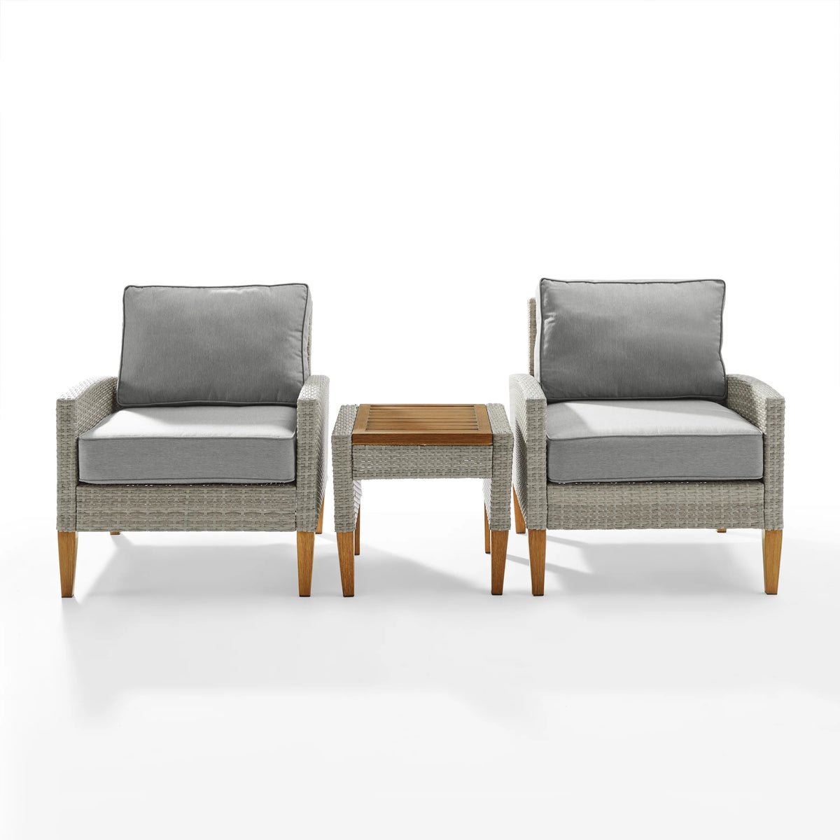 Gray Wicker Rattan Outdoor Chair Set J601374