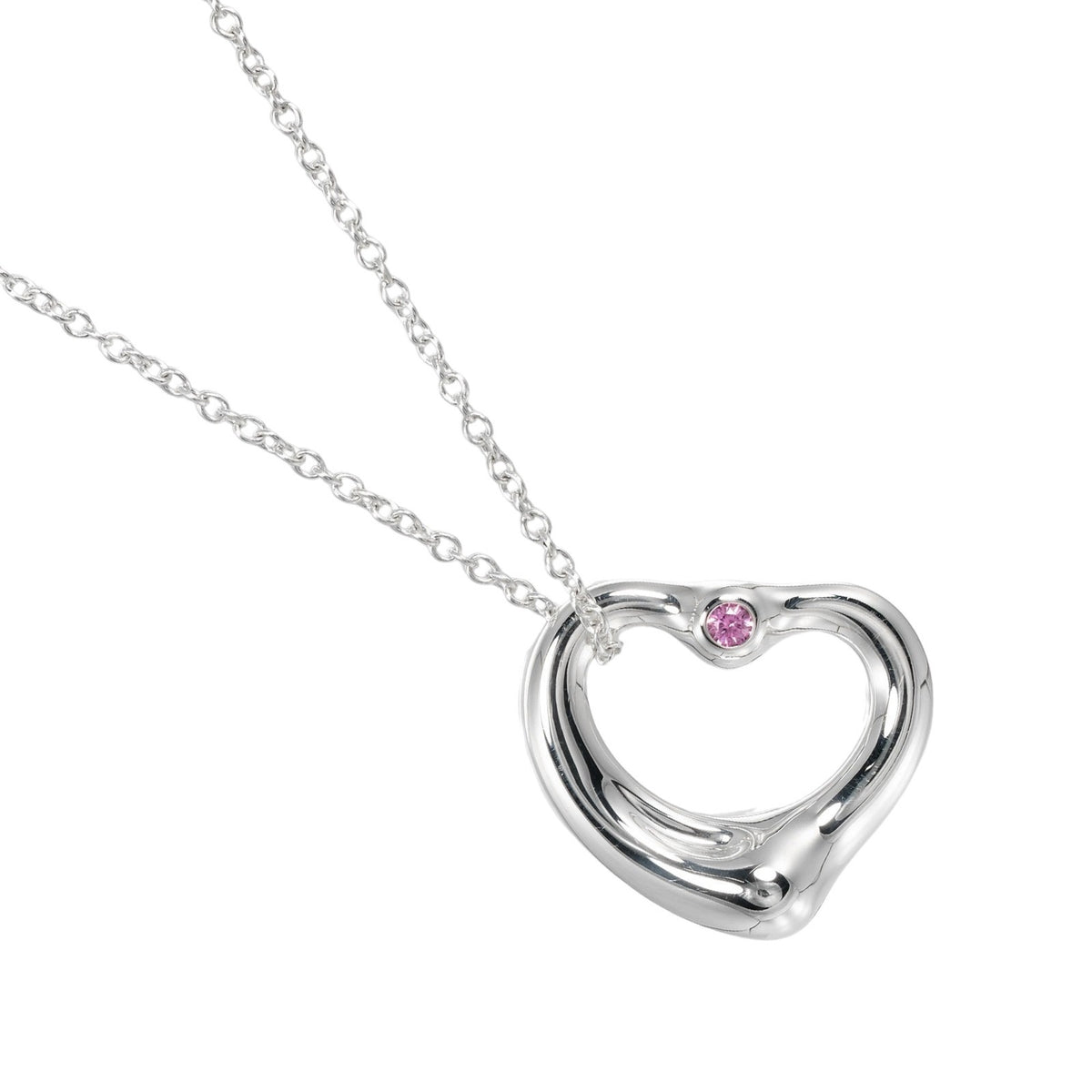 Open Heart Necklace 925 Silver Pink Sapphire W636