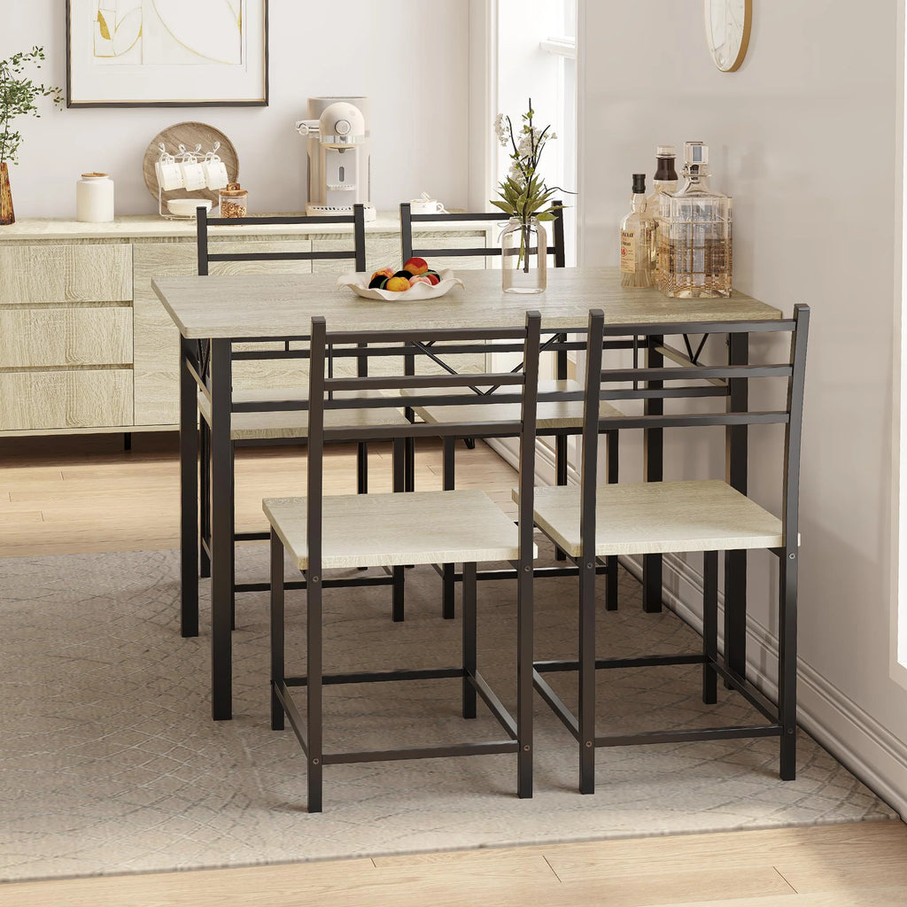 5 PC Wood Metal Dining Set J127048