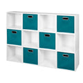 White Storage Sets with Foldable Fabric Storage Bins Y902793