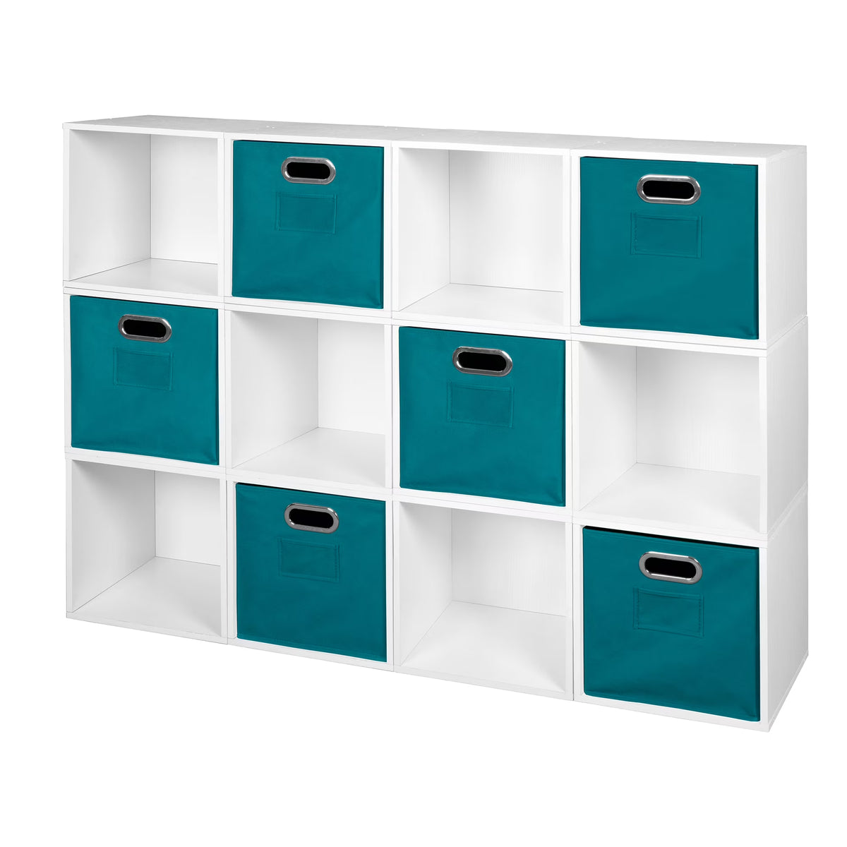 White Storage Sets with Foldable Fabric Storage Bins Y902793