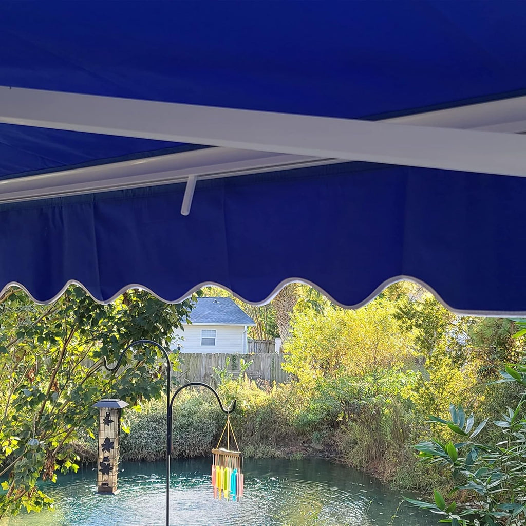 12 x 10 Feet Blue Retractable Patio Awning S6103