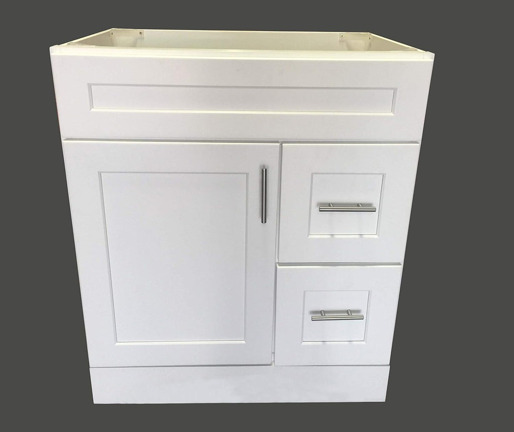 White Shaker Single-sink Bathroom Vanity Base Cabinet 30 Wide x 21 Deep F743651